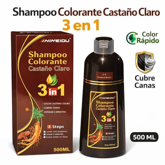 SHAMOO TINTE CUBRE CANAS 3EN1 CASTANO