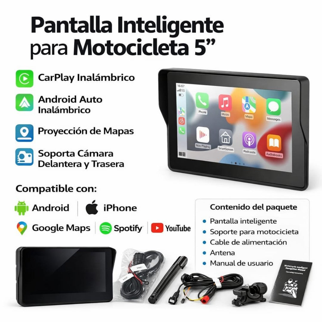 PANTALLA INTELIGENTE PARA MOTOCICLETA 5PULG