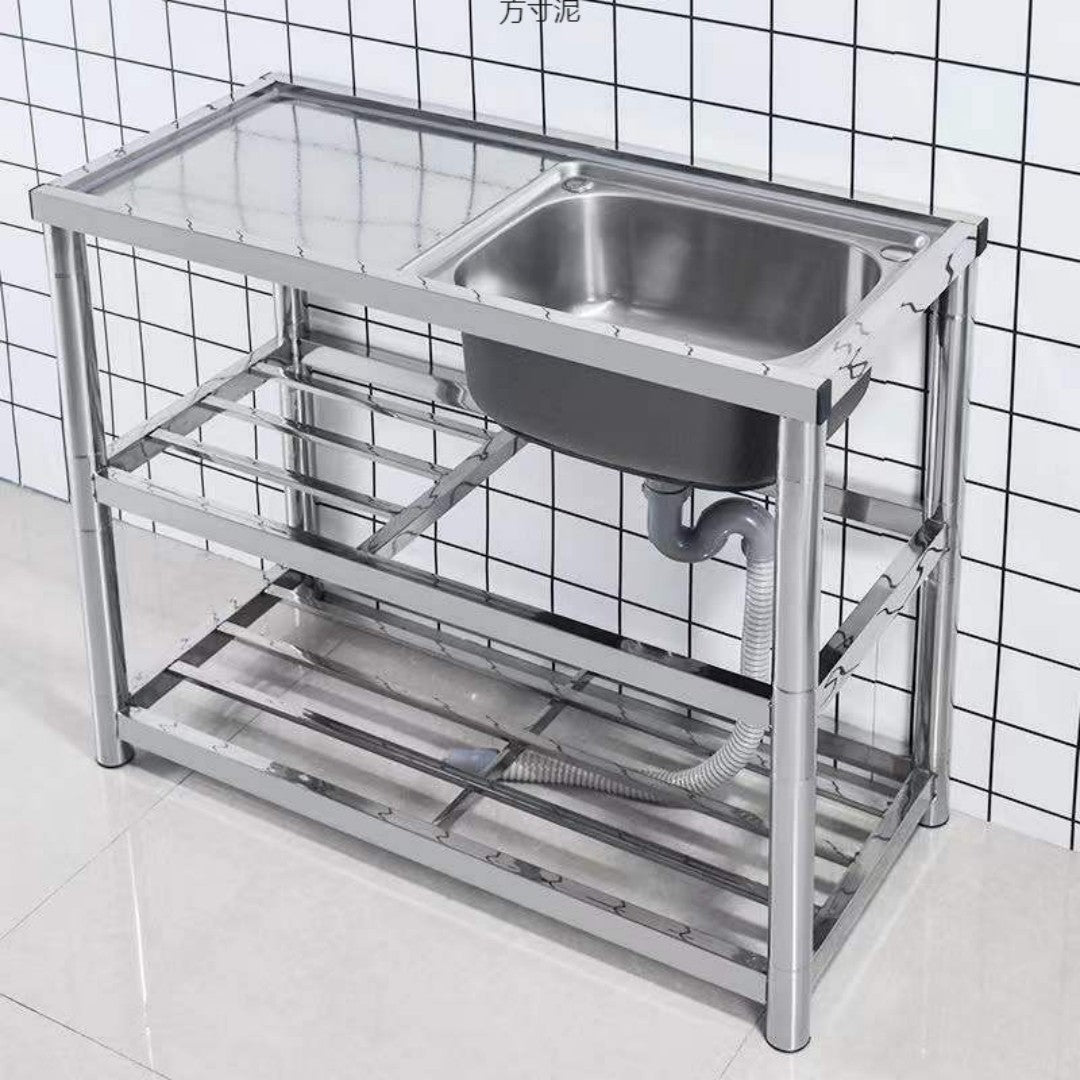 FREGADERO DE ACERO CON ESTANTE 100*50*76CM