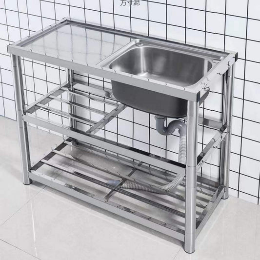 FREGADERO DE ACERO CON ESTANTE 100*50*76CM