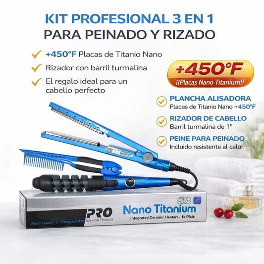 SET PLANCHA P/CABELLO 3PCS