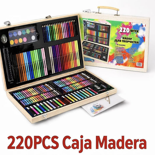 SET DE ARTES 220PCS CAJA MADERA