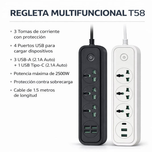 REGLETA CON USB 2M T58