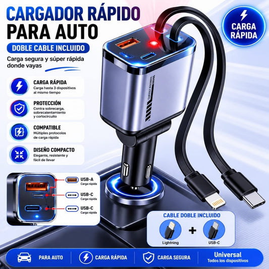 CARGADOR RAPIDO PARA CARRO CON CABLE