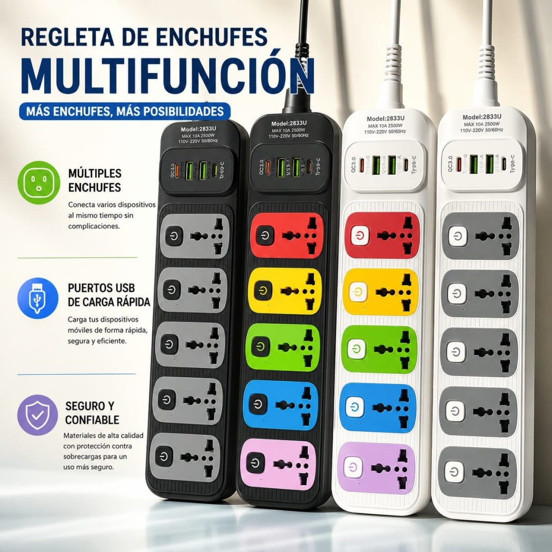 REGLETA MULTITOMA CON USB USB-C 2835U