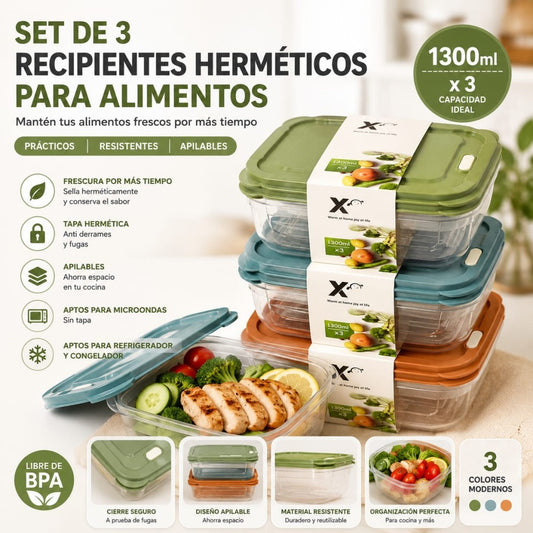 RECIPIENTE PVC 1300ML 3PCS T201DM-151