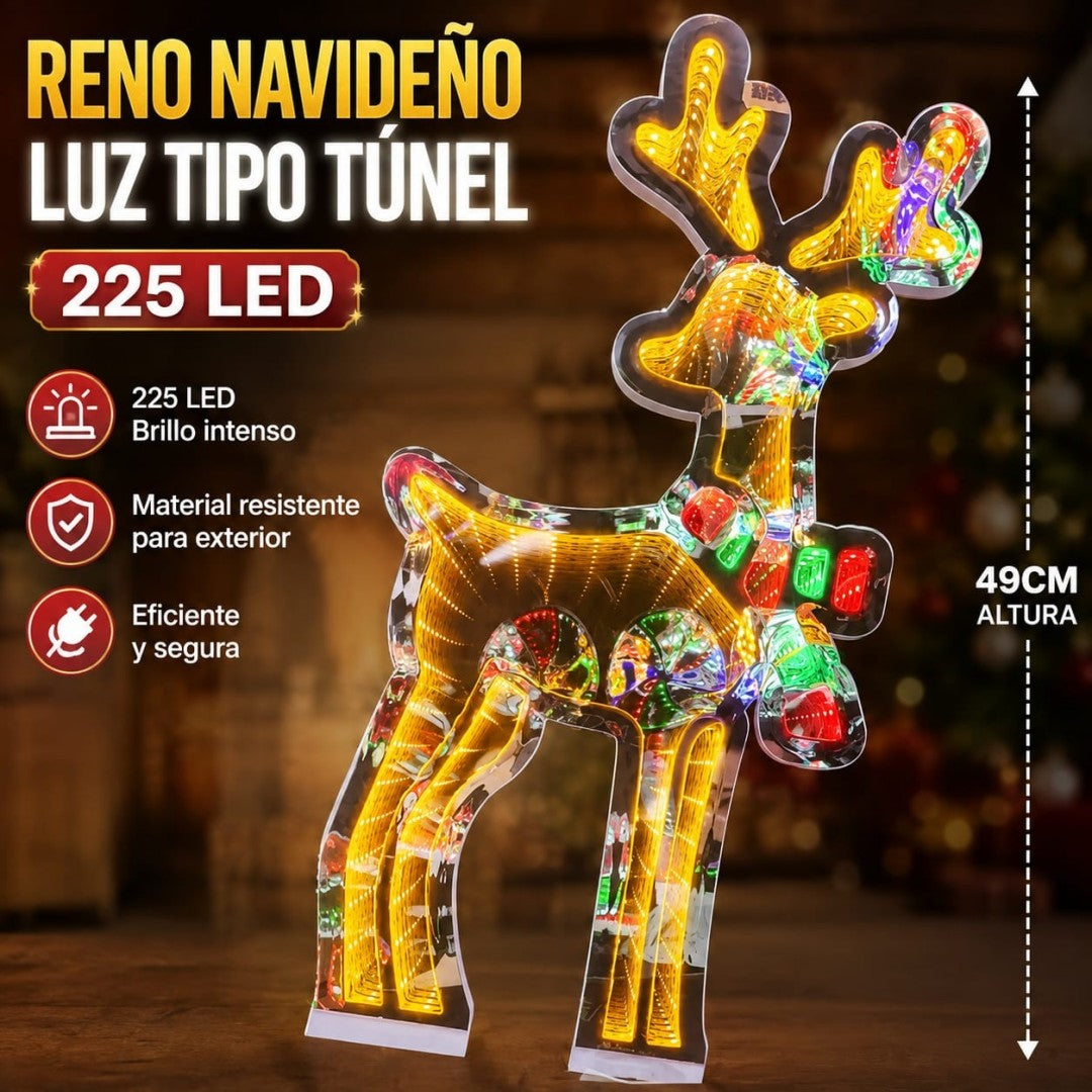 LAMPARA 3D TUNEL NAVIDENO VENADO 49*24CM