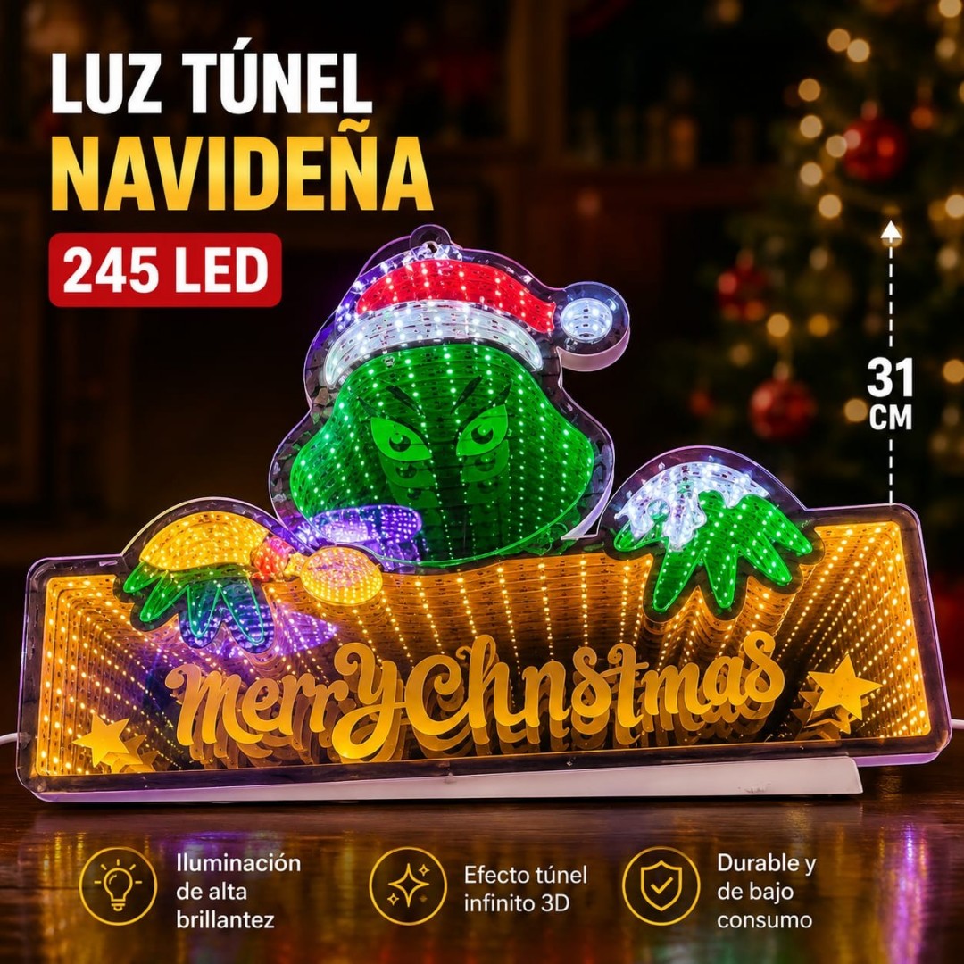 LAMPARA 3D TUNEL GRINCH 40*31CM