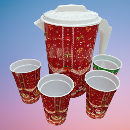 PICHEL CON 4 VASO NAVIDAD 0125