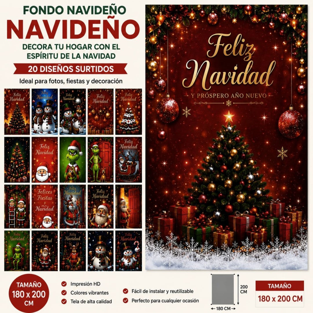 TELA DE FONDO NAVIDAD 180*200CM