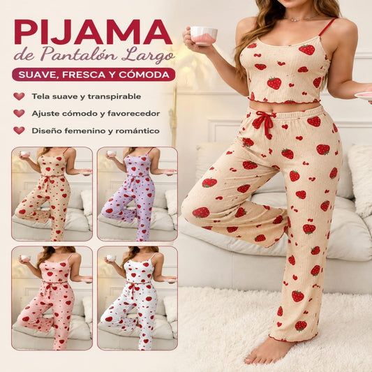 PIJAMA PANTALON TIRANTES FRESA S-XL