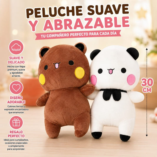 PELUCHE OSO 30CM CAFE Y BLANCO