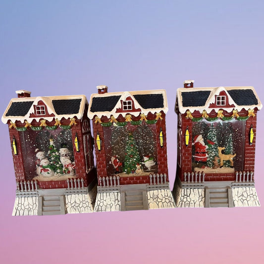 LAMPARA LAVA NAVIDAD CASITA AZUL 13*21