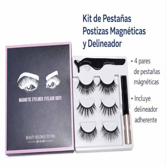 Pestañas postizas y delineador líquido