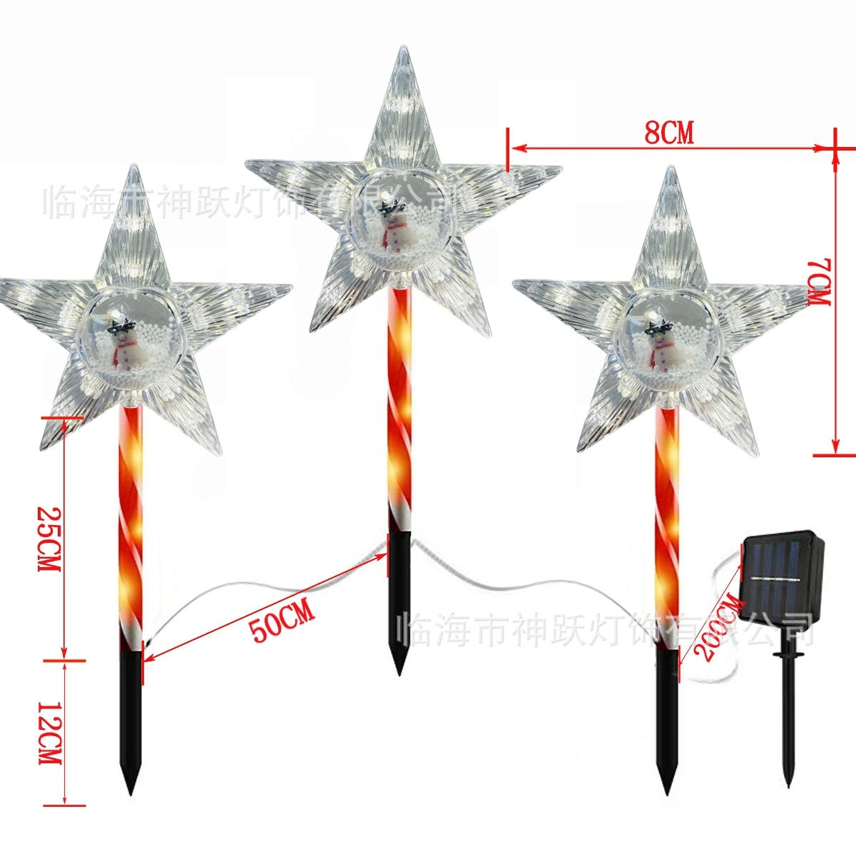 LUZ SOLAR ESTRELLA 3D PALA ROJO