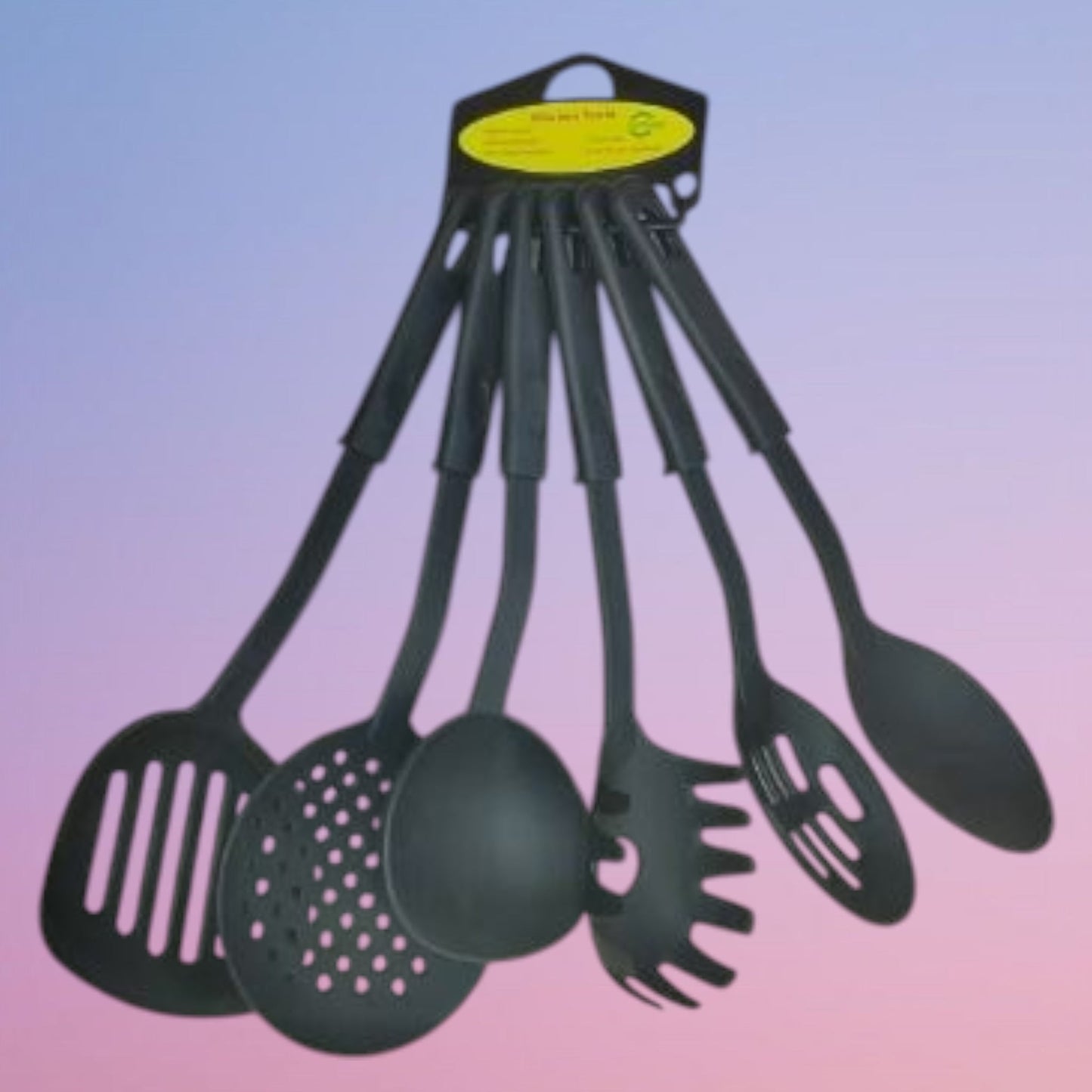 JUEGO DE ESPATULA CUCHARA NEGRO 6PCS JH-07