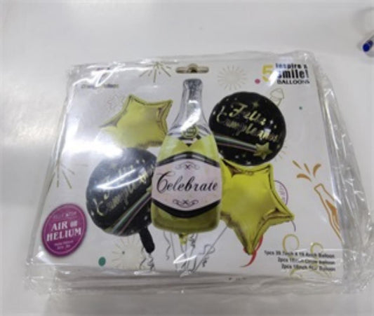 GLOBO METALICO 5PCS BOTELLA