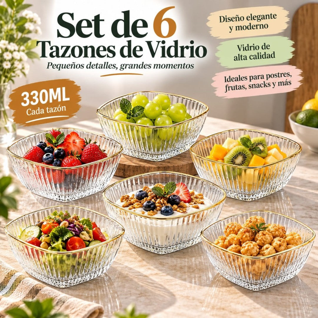 SET TAZA DE VIDRIO  6PCS 12CM 330ML