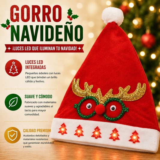 GORRO NAVIDAD VENADO LENTE