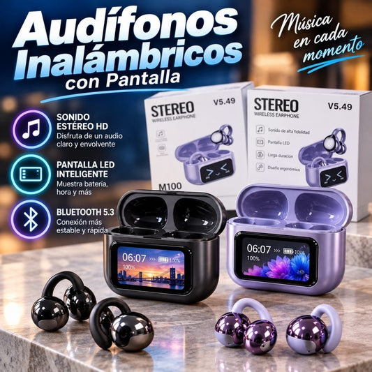 AUDIFONO BLUETOOTH PANTALLA M100