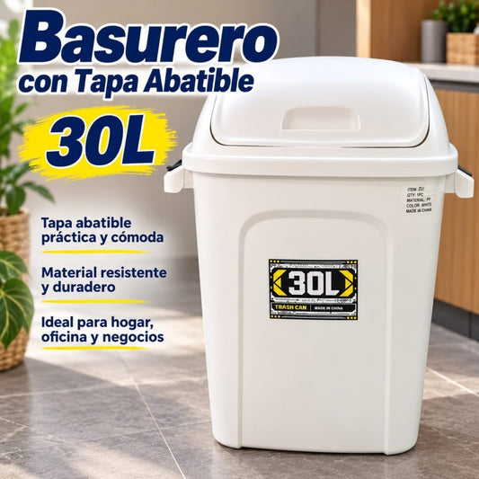 BASURERO CON TAPA 30L PLASTICO