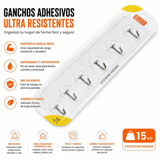 VENTOSA 6 GANCHOS TRANSPALENTE