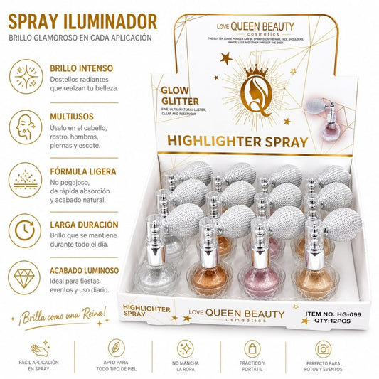 SPRAY LLUMINADOR CON GLITTER HG-099