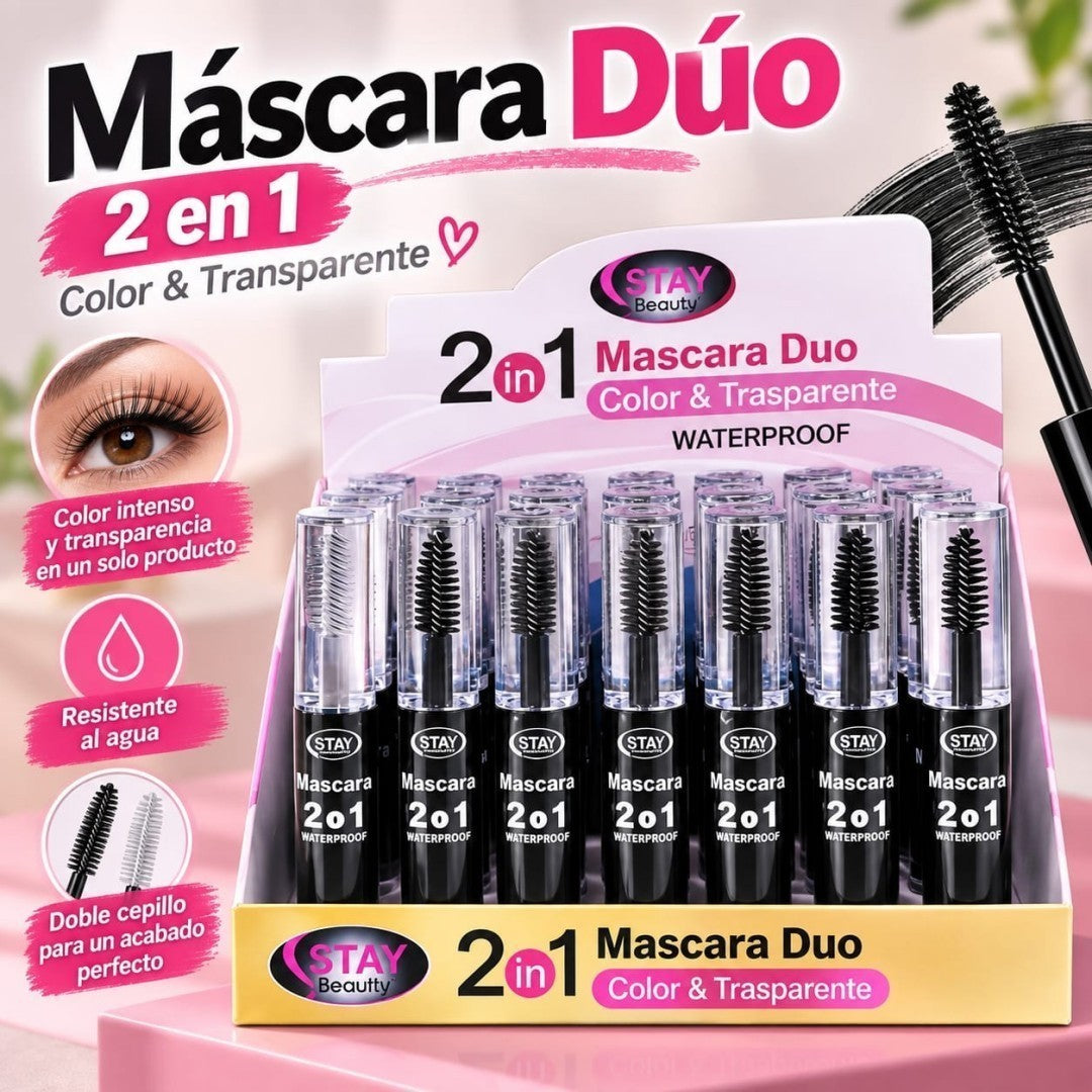MASCARA DE PESTANAS TRANSPARENTE Y NEGRO 2EN1 S6-1497