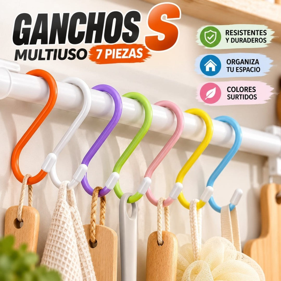 GANCHOS METAL EN S PEQ 7PCS COLOR