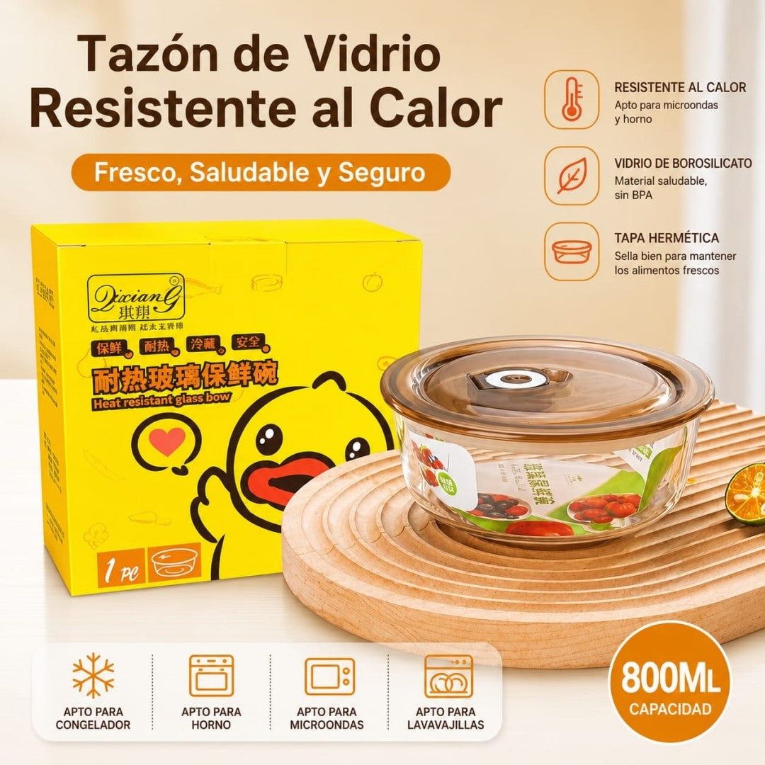 RECIPIENTE DE VIDRIO CON TAPA