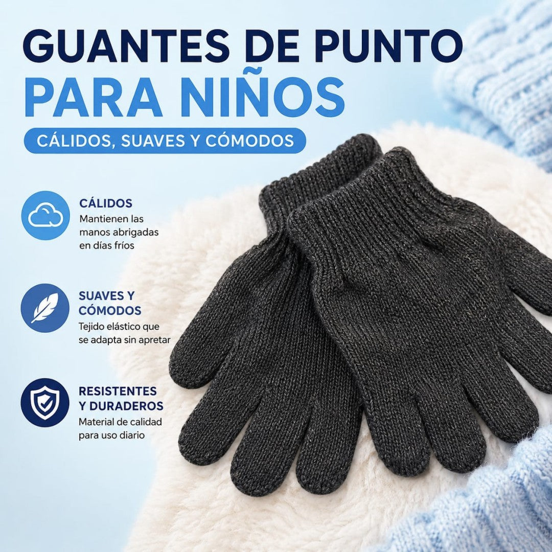GUANTES TEJIDO NEGRO NINO
