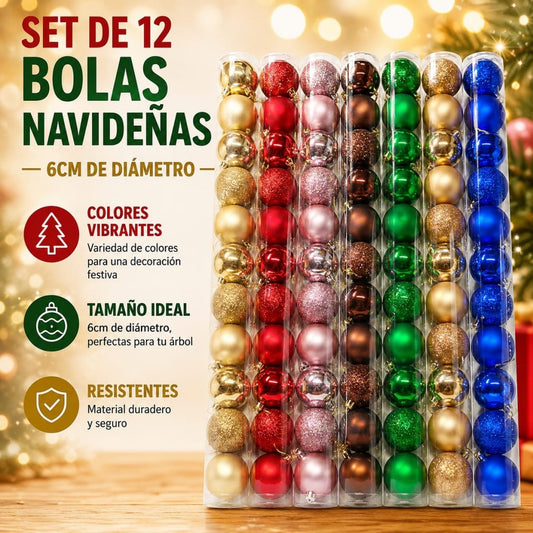 BOLA NAVIDAD 6CM TUBO 12PCS