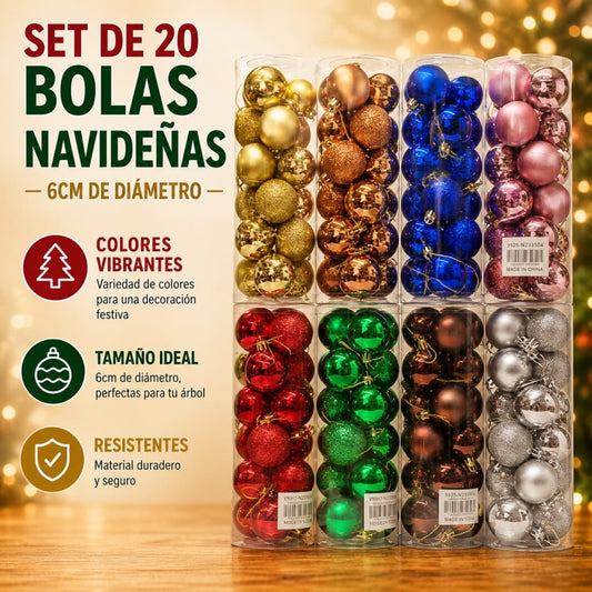 BOLA NAVIDAD 6CM TARRO 20PCS