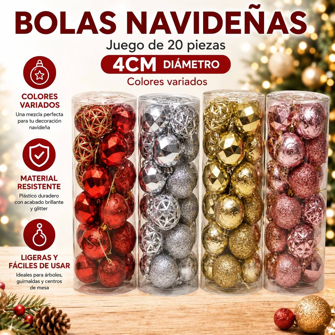 BOLA NAVIDAD 4CM TARRO 20PCS B