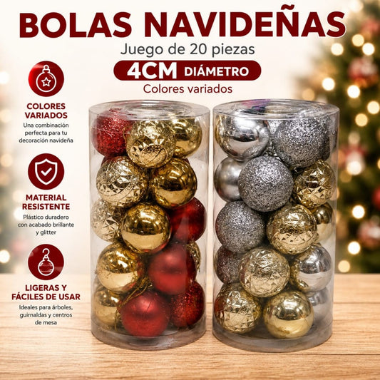 BOLA NAVIDAD 4CM TARRO 20PCS C