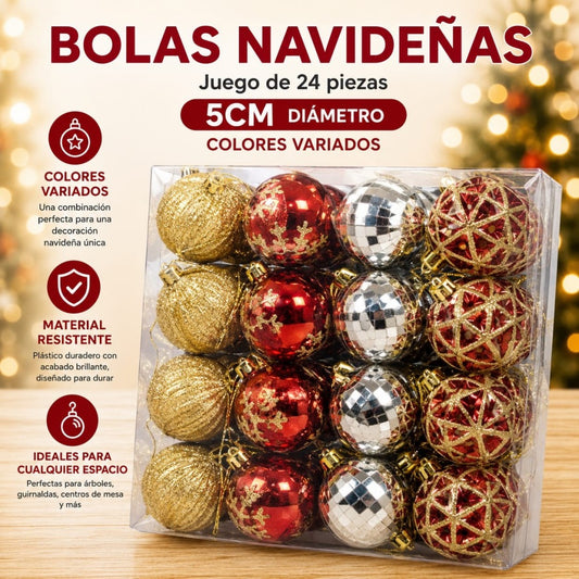 BOLA NAVIDAD 5CM CAJA 24PCS