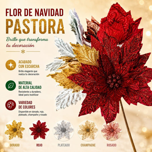 FLOR PASTORA ESCARCHA 34CM 524-70