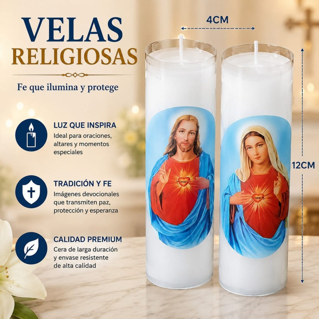 CANDELA JESUS Y VIRGEN 4*12CM