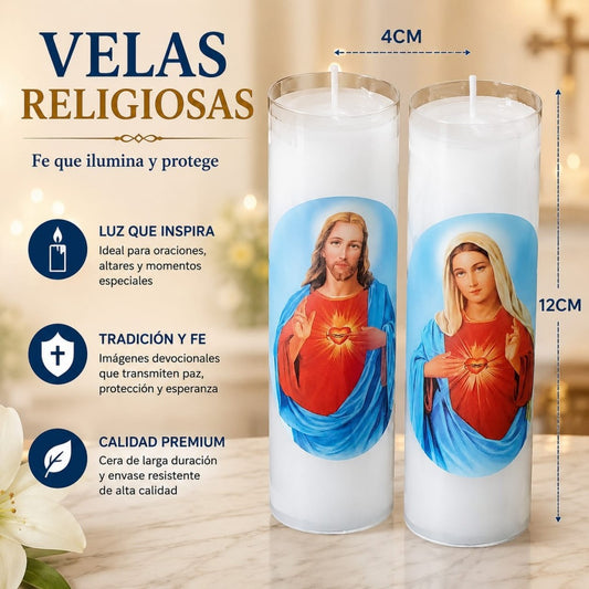 CANDELA JESUS Y VIRGEN 4*12CM