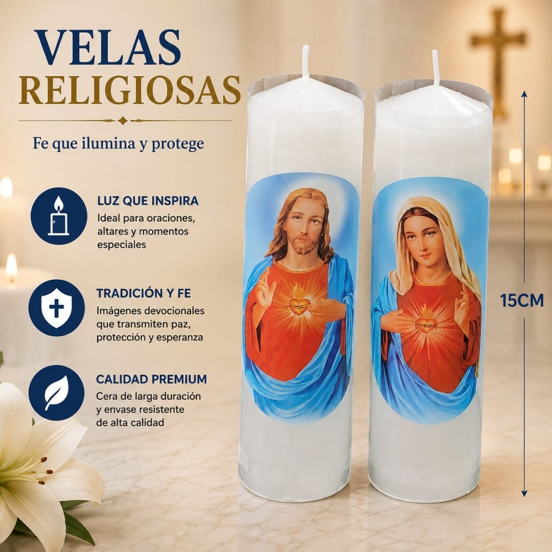 CANDELA JESUS Y VIRGEN 4.5*15CM