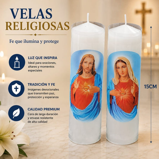 CANDELA JESUS Y VIRGEN 4.5*15CM
