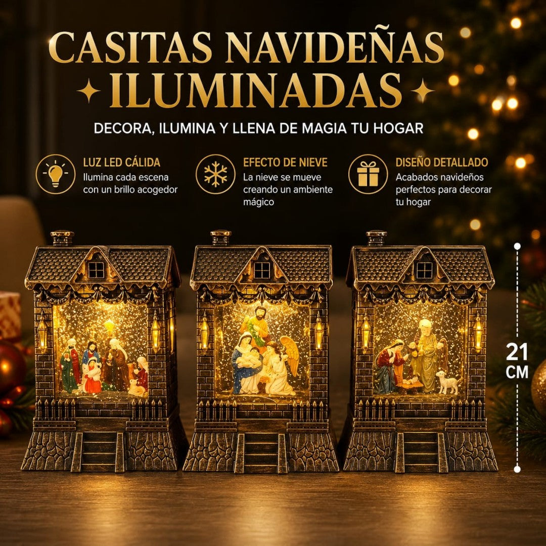 LAMPARA LAVA NAVIDAD CASITA DORADO 13*21