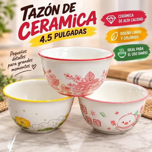 TAZA CERAMICA DISENO FLOR 4.5PULG