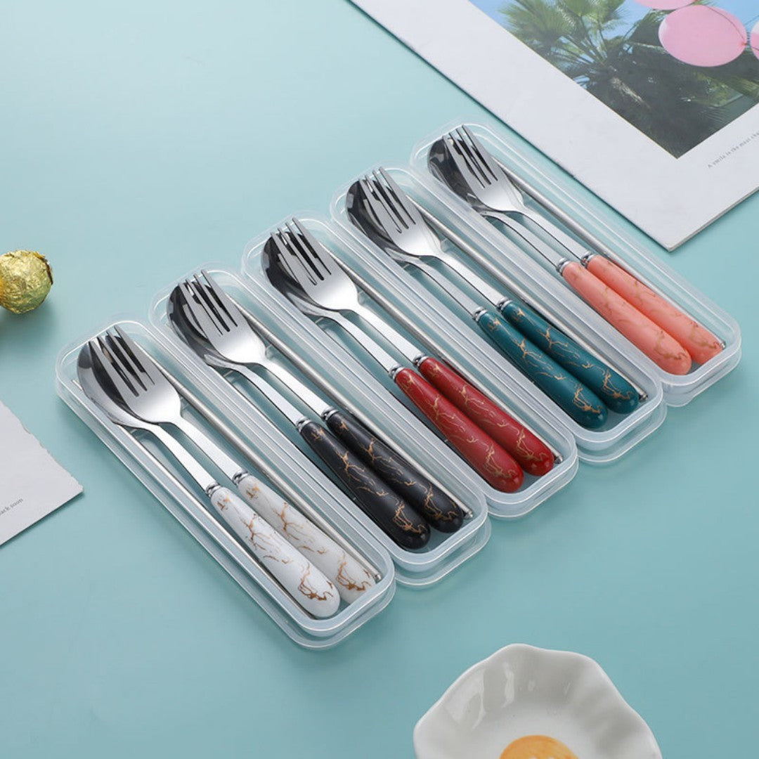 SET CUCHARA TENEDOR TIPO MARMOL