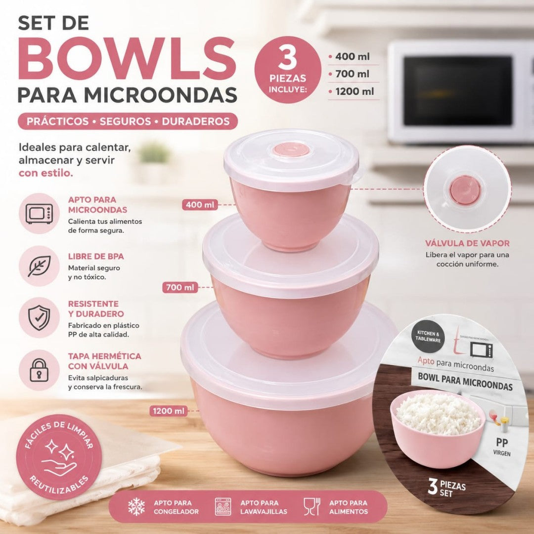 SET TAZA MICRONDA 3PCS CON TAPA 32634