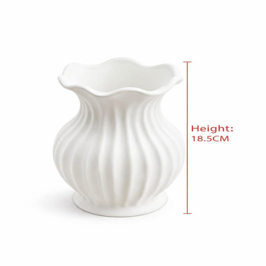 FLORERO CERAMICA BLANCO 18CM SDTC-57