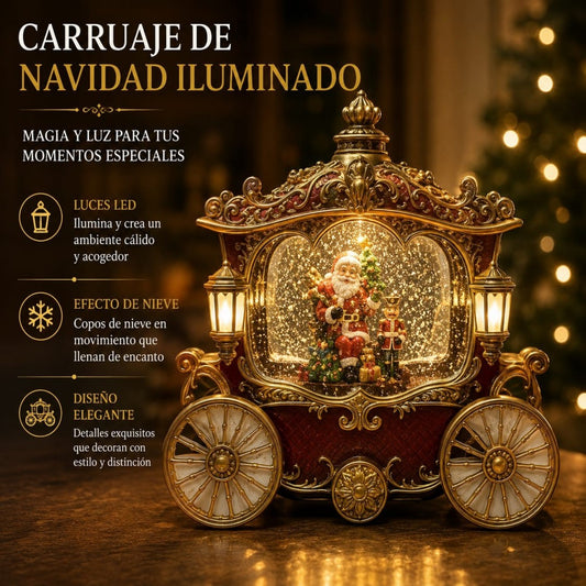 CARRUAJE NAVIDENO CON AGUA Y LUZ LED
