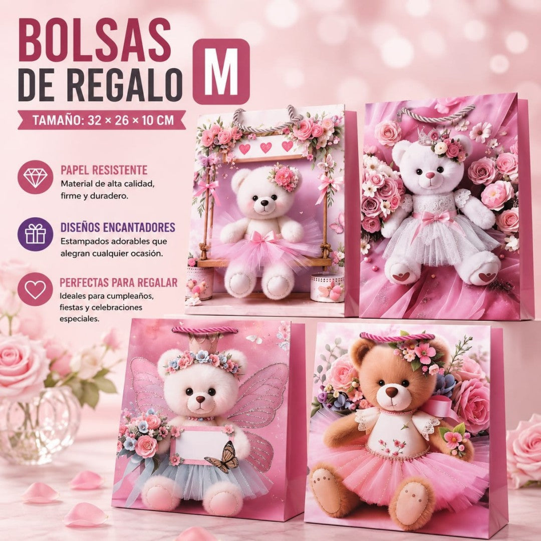 BOLSA REGALO OSO M 32*26*10CM