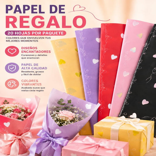 PAPEL PARA RAMOS 20PCS CORAZON