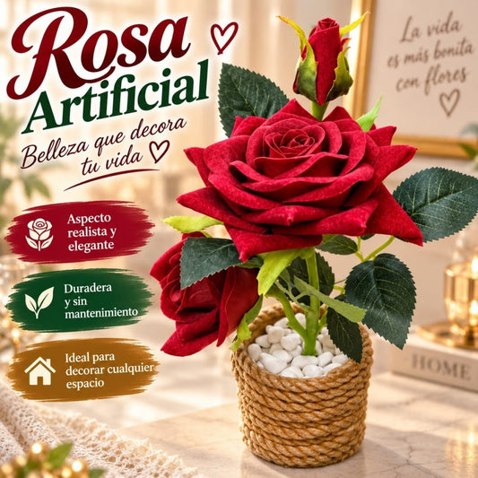 ROSA ARTIFICIAL CON MACETA